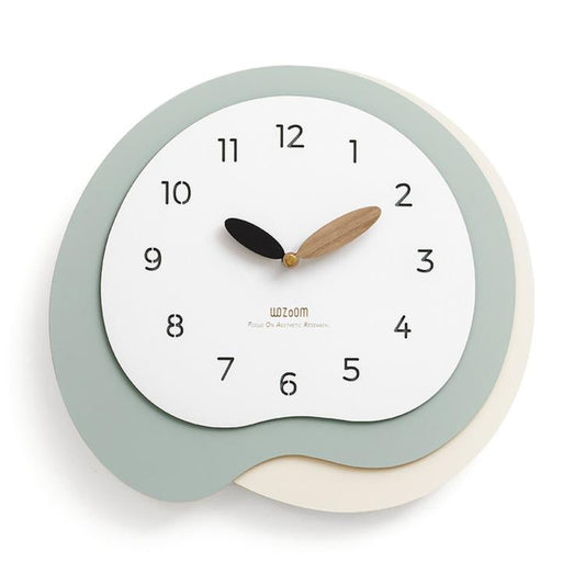 wozoom Modern Irregular Wall Clock Silent Decorative Wood Quartz Clocks For Living Room, Beige Blue With Second Hand, Beige Blue, Green Beige, Black Gray, Beige Blue 3D, Green Beige 3D, Black Gray 3D
