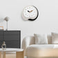 Irregular wall clock with white face, dark outer ring, black and wood hands
