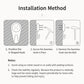 Wall clock installation guide showing U-shaped hook mounting on a wall