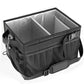 Open outdoor grill storage bag with insulated interior and mesh side pockets
