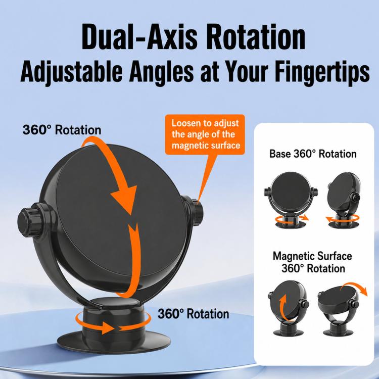 Dual-Axis Rotatable Magnetic Car Phone Mount Foldable Auto Navigation Bracket, Dual-Axis Rotatable Magnetic Mount