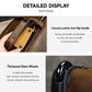 Vintage leather rolling briefcase with anti-slip handle and side pockets, dark brown