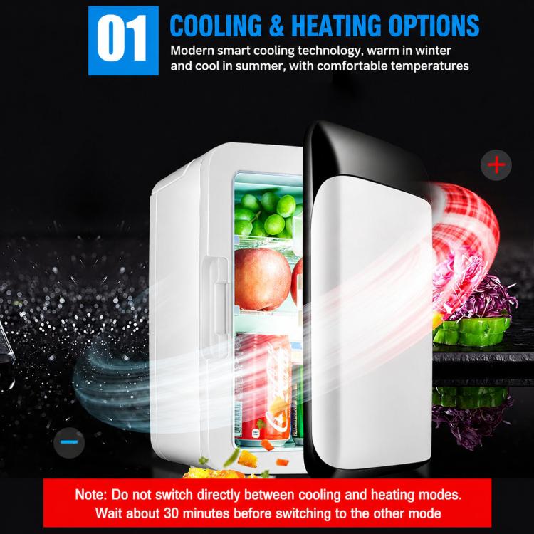 Vertical Mini Car Fridge Household Cooling & Warming Box For Cosmetics And Beverages US Plug, 10L White