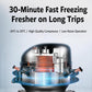 Portable dual-zone car refrigerator with compressor top view, black housing