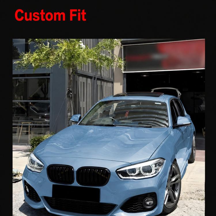 BMW front bumper grille with black vertical slat design
