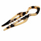 Gold and black tortoise-shell U-shaped 2-prong hair pin bun holder in acetate