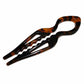 Dark brown tortoise-shell U-shaped 2-prong hair pin bun holder in acetate