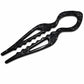 Black acetate U-shaped hair pin with 2 prongs, fish bun holder clip.