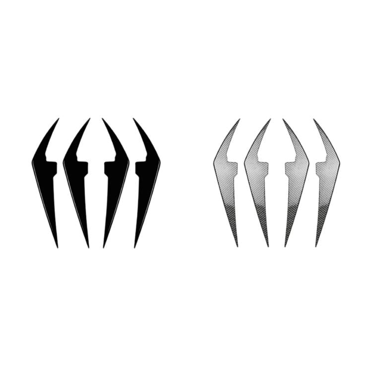 Black and carbon fiber front air-knife vent decal set, four angular vent inserts