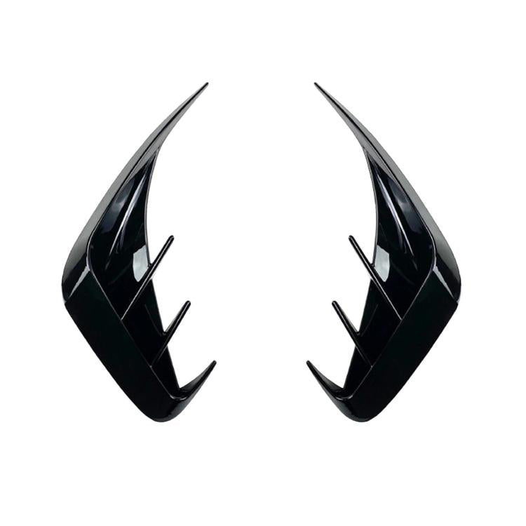 Black rear window knife fin trim, 2-piece set with three slat accents