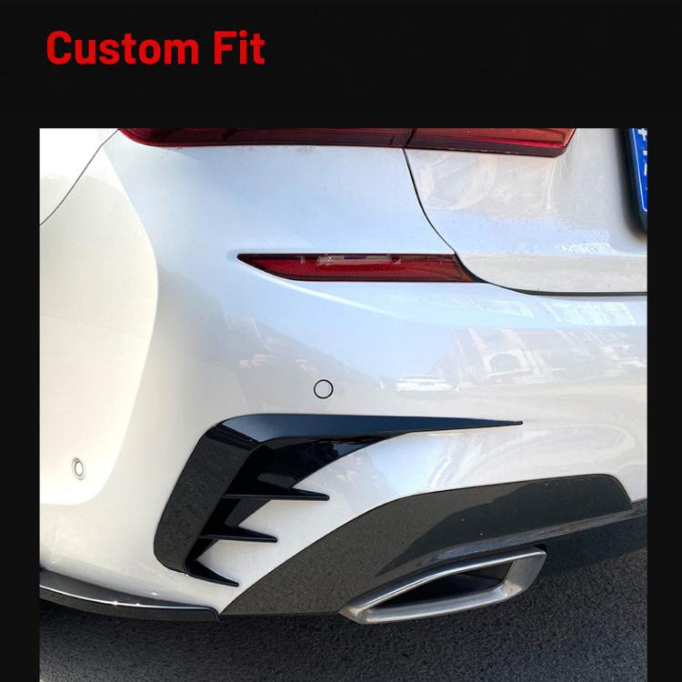 Carbon fiber rear window knife fin trim installed on car rear area