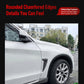 Black side air vent decal installed on car front fender near the wheel
