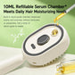 Cream electric spray hair massage brush base with visible liquid serum refill opening