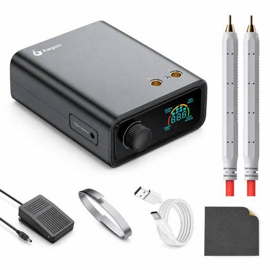 Portable spot welder with digital display, knob control, and two soldering tips
