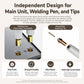 Portable spot welder welding pen with detachable tip and contact ports on unit