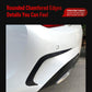 Installed rear wind knife decal on bumper corner, black carbon-fiber pattern