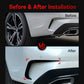 Installed rear wind knife decal around bumper vent opening, black finish