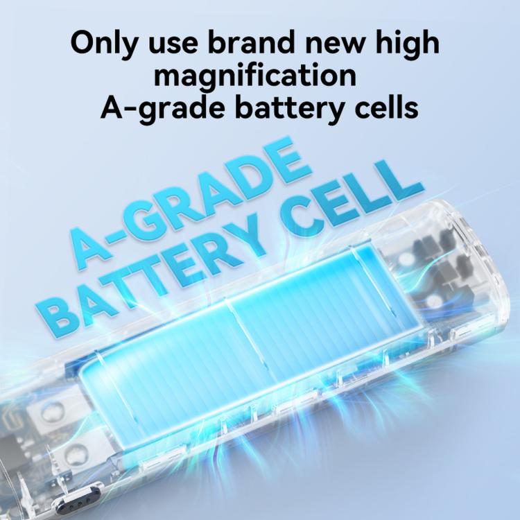 Spot welder internal battery cells shown through a translucent housing, blue glow