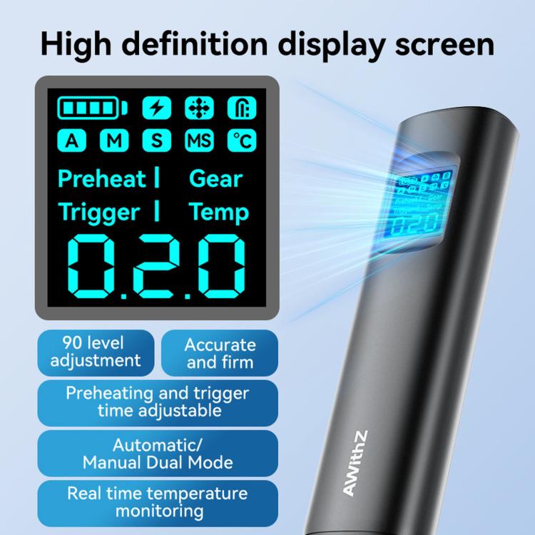 Spot welder with HD display screen showing preheat, gear, and temperature readout