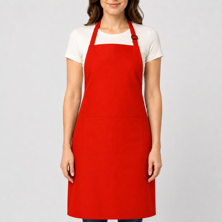 Polyester Bib Apron with Pockets Adjustable Neck Strap Water Resistant Chef Apron