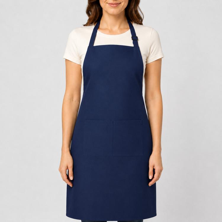 Polyester Bib Apron with Pockets Adjustable Neck Strap Water Resistant Chef Apron