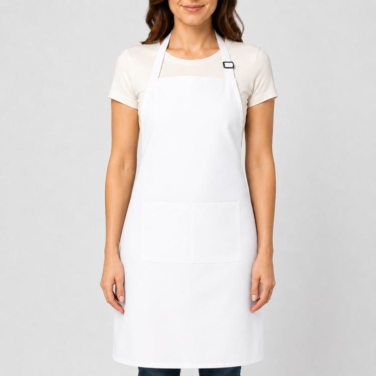 Polyester Bib Apron with Pockets Adjustable Neck Strap Water Resistant Chef Apron