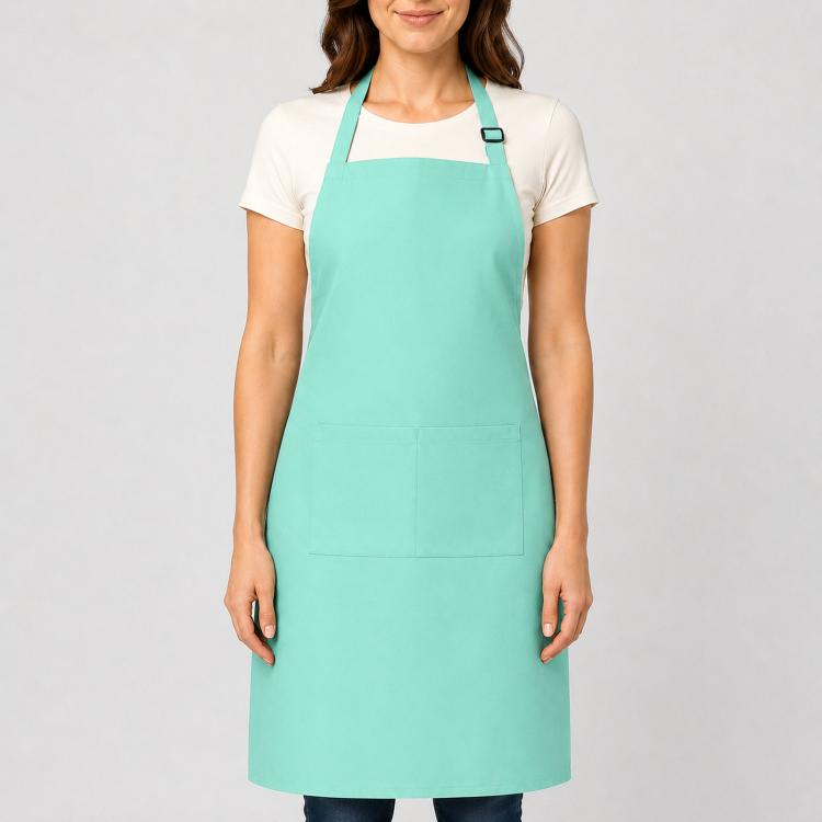 Polyester Bib Apron with Pockets Adjustable Neck Strap Water Resistant Chef Apron