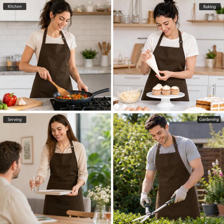 Polyester Bib Apron with Pockets Adjustable Neck Strap Water Resistant Chef Apron