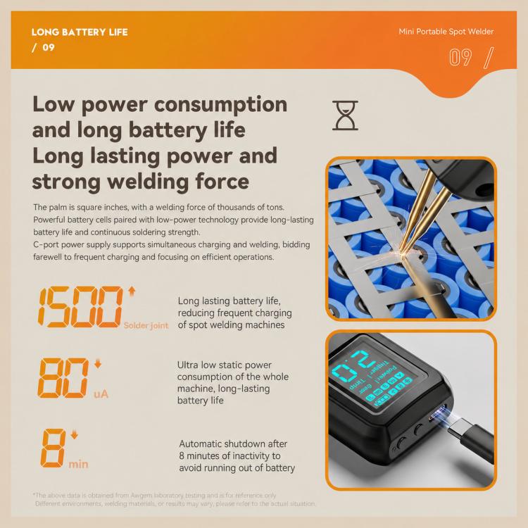 Awgem SH2 Portable Spot Welder Handheld Battery Welding Machine 90 Gears Adjustable, Without Spare Needles, With Spare Needles