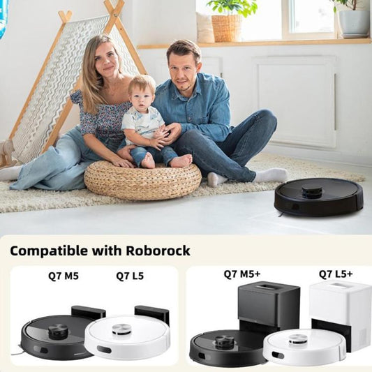 Robotic vacuum accessory kit compatibility set shown with robot vacuum units and parts