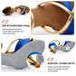 Blue Latin dance sandal showing suede sole and cushioned insole lining