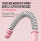 Pink and grey cordless battle rope with weighted spring and foam end grips