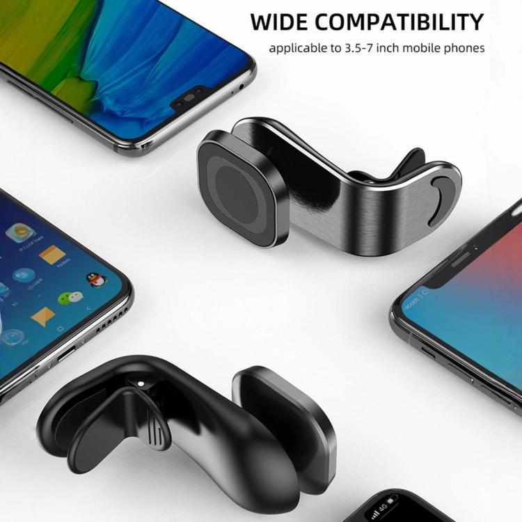 L-shape adjustable car air vent phone holder with magnetic base