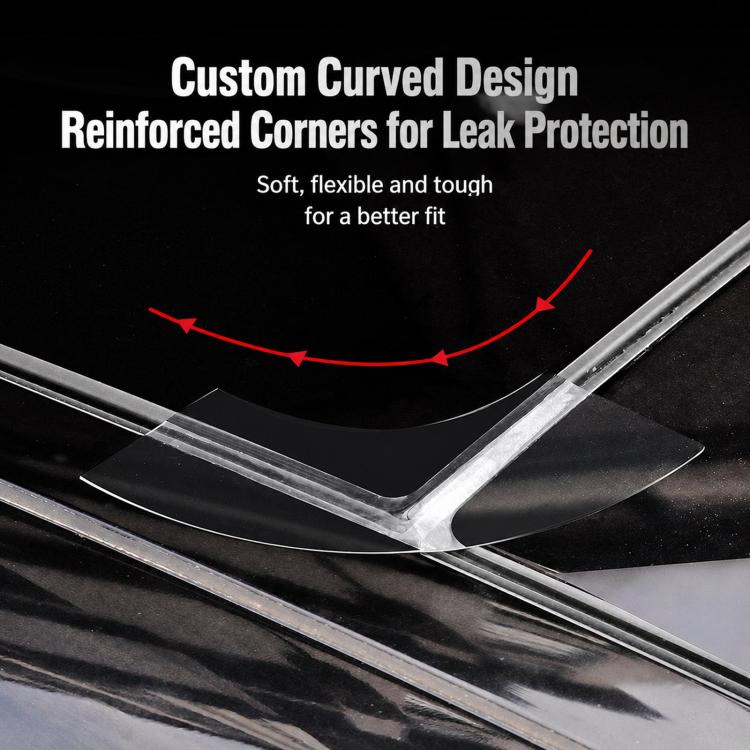 Clear flexible sealing tape with reinforced corners for leak protection