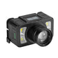 Black LED headlamp front with side LED squares and adjustable focus lens