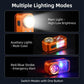 Orange emergency LED light with bright main beam and colored strobe glow