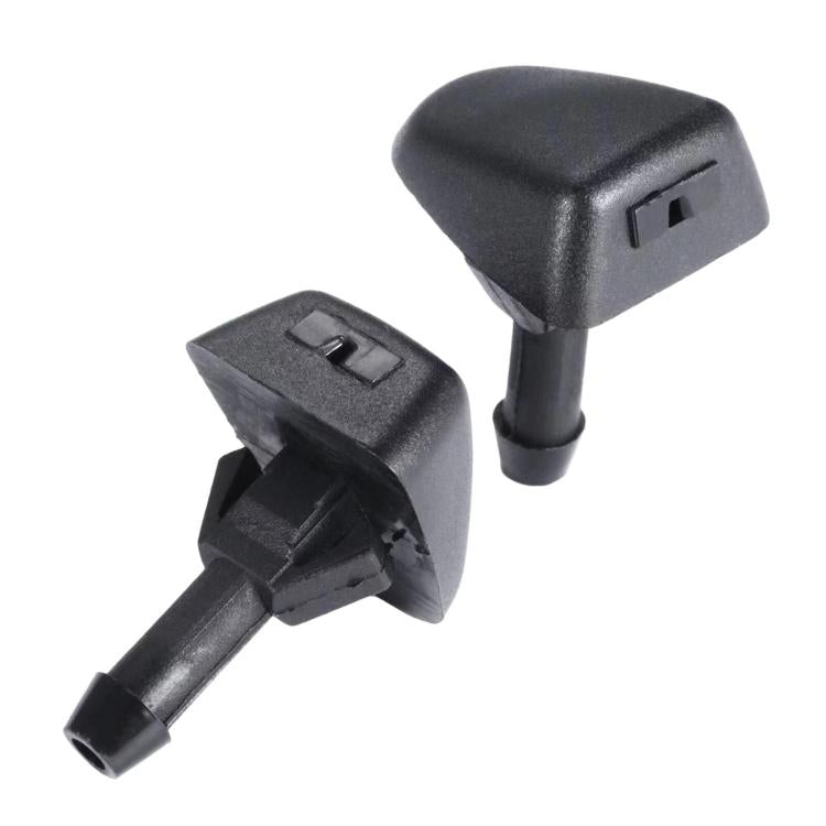 Front windshield washer nozzles, pair of black plastic spray outlets for Volvo S80/XC90