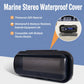 Black marine stereo waterproof cover with tinted front window, flip-up design