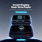 Black car charger with LCD power distribution screen and three charging ports