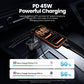 Black car charger supporting PD 45W with multi-port USB charging