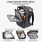 Black laptop backpack open interior with front pocket and main compartment