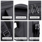Laptop backpack detail: reinforced straps, two-way zipper, adjustable buckle, side pocket