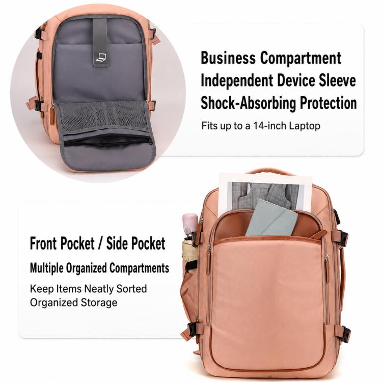 REMOID Expandable Travel Backpack Flight Approved Carry On Bag 30L Large Laptop Weekender Daypack