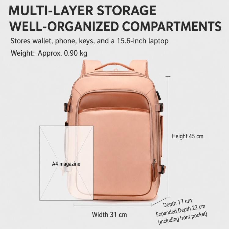 REMOID Expandable Travel Backpack Flight Approved Carry On Bag 30L Large Laptop Weekender Daypack