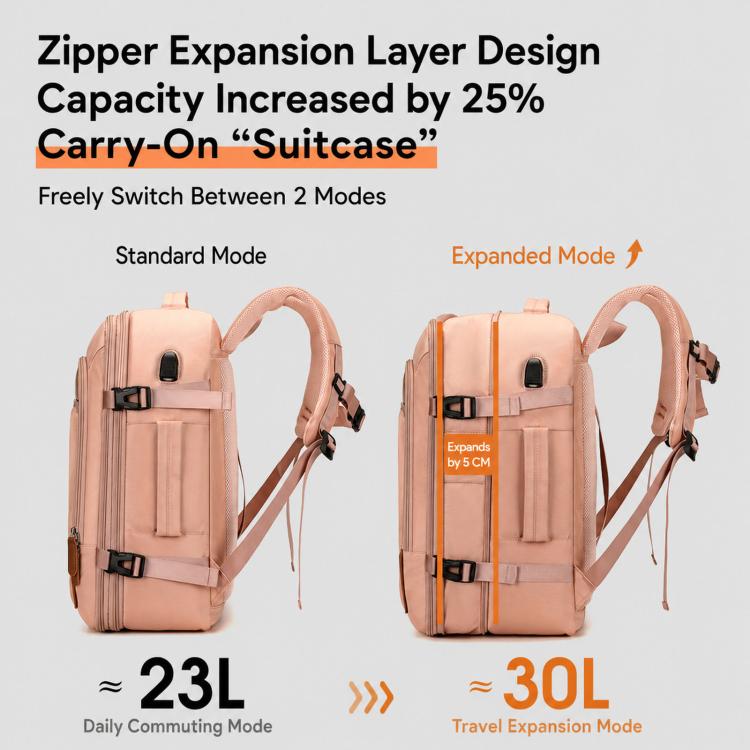 REMOID Expandable Travel Backpack Flight Approved Carry On Bag 30L Large Laptop Weekender Daypack