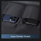 Black inner divider pocket with zip opening for small items