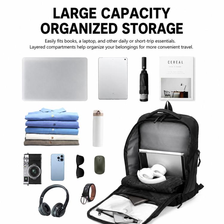 REMOID 15.6-inch laptop backpack open view with padded laptop sleeve and organizer pockets