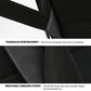 Dark laptop backpack shoulder strap with textured mesh panel and reinforced stitching