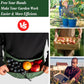 Black gardening apron bag with adjustable waist belt and front zipper pockets