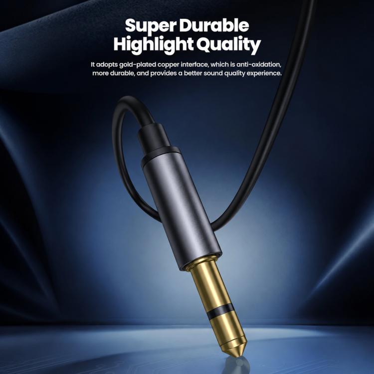 Gunmetal Bluetooth AUX adapter with gold 3.5mm audio jack plug